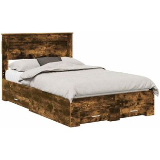 vidaXL Estructura De Cama Con Cabecera Roble Ahumado 120 X 190 Cm Vidaxl