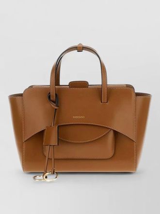 Hidesins medium leather tote flap top handle