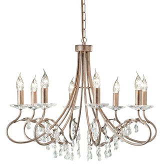 Loops 8 Bulb Chandelier Hanging Pendant LIght Silver/Gold LED E14 60W Bulb in Metallics