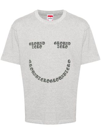 Ground-Zero smile logo-print cotton T-shirt - unisex - Cotton - M - Grey