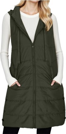 Generic lightweight gilet ladies Gilet for Women Uk Casual Sleeveless Jacket Full Zip up Bodywarmer Vest with Hood Lightweight Outdoor Padded Coats Army Green