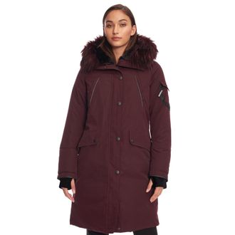Alpine North LAURENTIAN - Vegan Down Long Parka Winter with Faux Fur Hood in Grape at Nordstrom, Size X-Large
