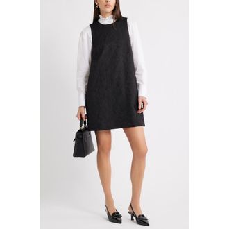 Caslon Sleeveless Jacquard Shift Dress in Black Textured Jacquard at Nordstrom Rack, Size Xx-Small