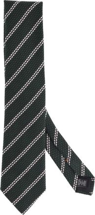 Ermenegildo Zegna Zijden Gestreept Stropdas - Heren - Stropdassen - Groen - ONE Size - Accessoires
