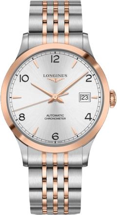 Longines Record Chronometer Automatic Silver Dial 18K Rose Gold Plated Steel Mens Watch L2.821.5.76.7