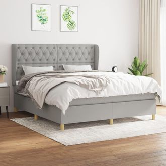 vidaXL Cama Box Spring Con Colch&oacute;n Tela Gris Claro 160x200 Cm Vidaxl