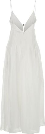 Tory Burch Womens Long Linen-Silk Dress White