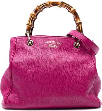 Gucci Pre-owned Gucci Small Calfskin Bamboo Shopper Satchel Ladies 336032 520981