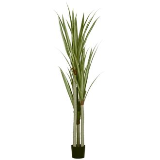 HOMCOM Planta De Yuca Artificial Grande, 190 Cm, De Pl&aacute;stico, En Maceta, 17 X 17 X 190 Cm, Verde Esmeralda