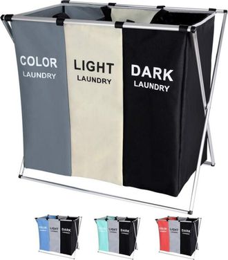 Trade Shop Trade Shop - Linen Basket 3 Metal And Fabric Folding Linen Compartments