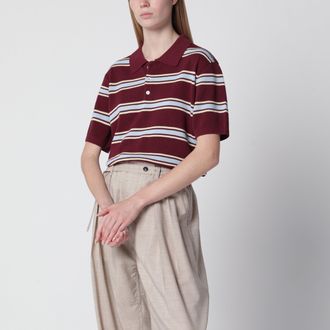 Dunst Polo a righe burgundi/azzurro in cotone