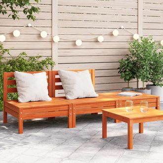 vidaXL Vidaxl - Sof&aacute; De Jard&iacute;n De 3 Plazas Madera Maciza De Pino Marr&oacute;n Cera