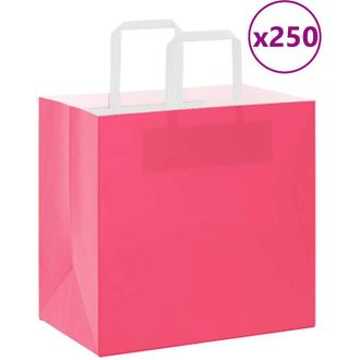 vidaXL Bolsas De Papel Con Asas 250 Uds Rosa 26x17x25 Cm Vidaxl