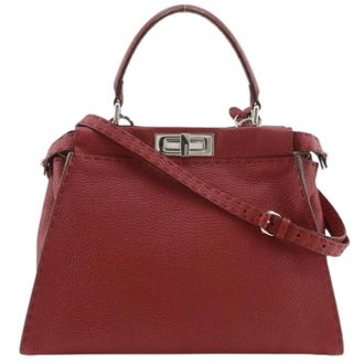 Fendi Pre-owned Handbags, female, Red, Size: ONE SIZE Pre-owned Peekaboo Handbag