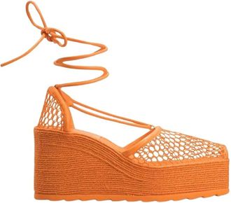 Bottega Veneta Vetersluiting Sleehak Espadrilles - Dames - Sleehakken - Oranje - 36 EU - Schoenen