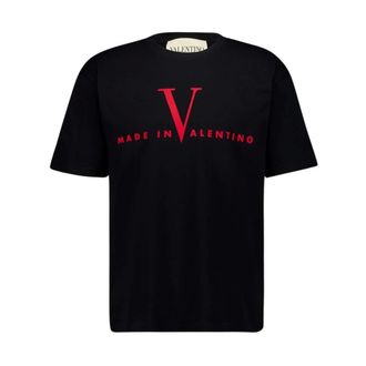 Valentino Garavani Cotton T-Shirt with Made In Print - male - Valentino Garavani - T-Shirts - Black - 2XL - Tops