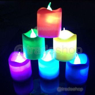 Trade Shop Trade Shop - Set 24 Pz Candele Led Rgb Candela Lampada De Office Cromoterapia