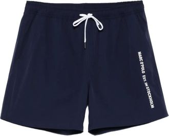 Marc O'Polo drawstring logo swim shorts - men - Recycled Polyester - L - Blue