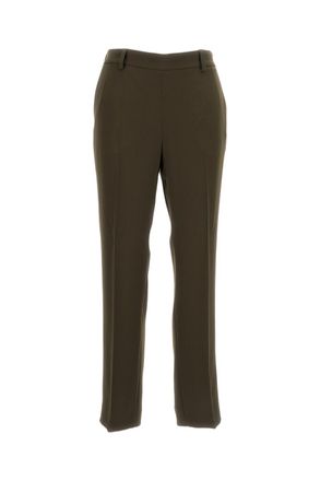 Alberto Biani Green Straight-Leg Pressed Crease Cropped Pants