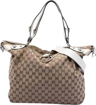 Gucci Pre-owned Shoulder Bags, female, Beige, Size: ONE SIZE Pre-owned Vintage Canvas Satchel