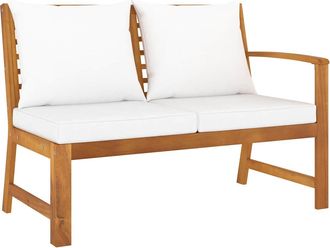 vidaXL Vidaxl - Banco De Jard&iacute;n Madera De Acacia Y Cojines Color Crema 114,5 Cm