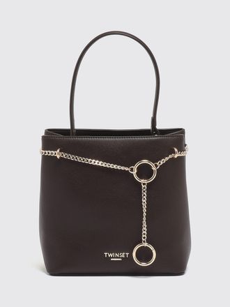 Twinset Mini borsa a mano in pelle sintetica con ricamo e maglia metallica