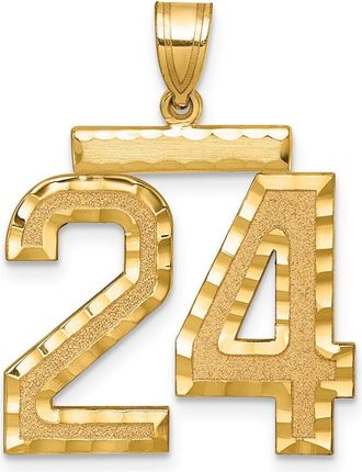 Diamond2Deal 14k Yellow Gold Large Brushed Diamond-cut Number Charm Pendant