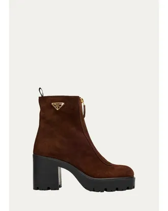 Prada 85mm Stride Flow Suede Ankle Boots