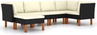 vidaXL Vidaxl - Set De Muebles De Jard&iacute;n 6 Pzas Y Cojines Rat&aacute;n Sint&eacute;tico Negro