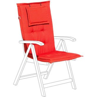 Beliani Coj&iacute;n Para Asiento Respaldo Para Exterior Acolchado Con Almohadilla Para Reposacabezas Rojo Claro Toscana