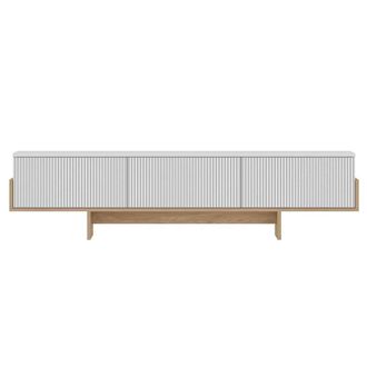 Calicosy TV Cabinet With 3 Grooved Drop-Down Doors, 180 Cm Wide - HELYO in White