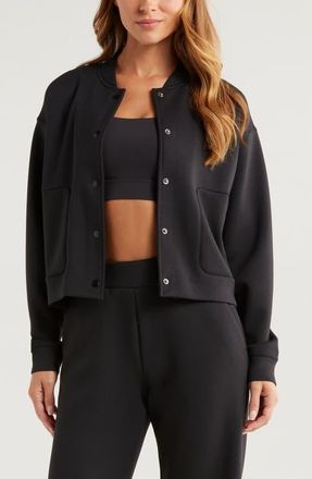 Zella Ultra Luxe Snap Front Jacket in Black at Nordstrom, Size Xx-Large