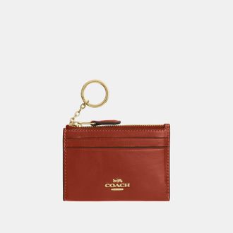 Coach Womens Mini Skinny Id Case - Dark Brown Leather - One Size