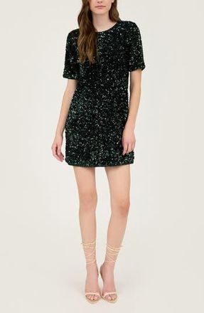 August Sky Back Bow Sequin Minidress in Hunter Green at Nordstrom Rack, Size Large