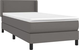 vidaXL Vidaxl - Cama Box Spring Con Colch&oacute;n Cuero Sint&eacute;tico Gris 100x200 Cm