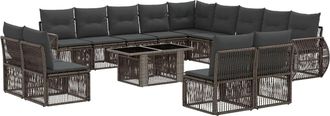 vidaXL Conjunto De Sof&aacute;s De Jard&iacute;n 14 Uds. Gris Y Gris Oscuro Vidaxl