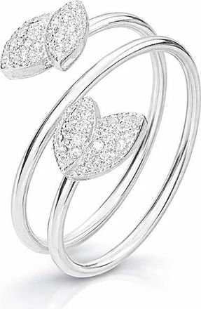 Gold & Honey Womens Leaf Wrap Around Ring In Silver
