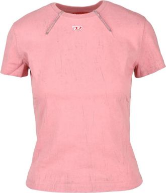 Diesel Katoenen T-shirt - Dames - T-shirts - Roze - XS - Katoen - Tops