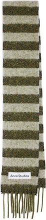 Acne Studios Vonkey Stripe Alpaca, Wool & Silk Blend Fringe Scarf in Black/grey at Nordstrom