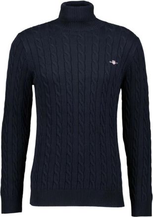 GANT Elegante Cotton Cable Turtle Neck - Knitwear - Hombre - Azul - XL
