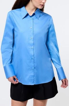 French Connection Alexis Cotton Poplin Button-Up Shirt in Thistle Blue at Nordstrom Rack, Size X-Large