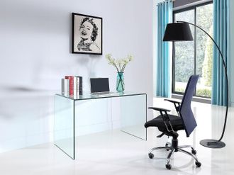 Vente-Unique Scrivania in Vetro curvo Trasparente - ELSTRON
