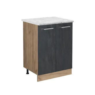 Vicco Mueble Bajo De Cocina R-line, Hormig&oacute;n Negro, 60 Cm Et M&aacute;rmol