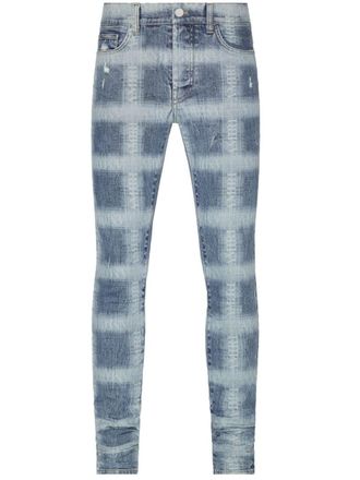 Amiri Jeans skinny con motivo a quadri - Blu