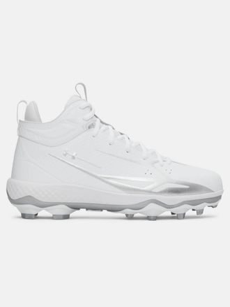 Under Armour Mens Spotlight Mid Athletic Shoes In White & Silver