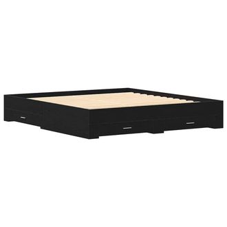 Berkfield Home Bed Frame with Drawers Black Oak 180x200 cm Engineered Wood