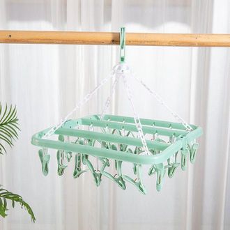 OEM Tendedero Para Calcetines, Pr&aacute;ctico Tendedero Plegable Con 32 Pinzas De Pl&aacute;stico Para Calcetines Y Ropa Interior, Color Verde