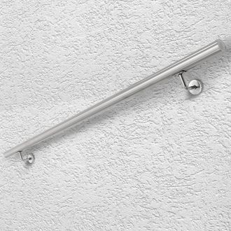 ECD Germany Ecd Germany Pasamanos De Acero Inoxidable 160 Cm Redondo &Oslash;42mm V2a Baranda Con Accesorios De Montaje Soporte En Pared Barandilla Interior/exterior Bar