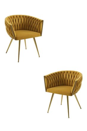 Regalos Miguel Packs Sillas Comedor - Pack 2 Sillas Widny Golden Terciopelo - Mostaza