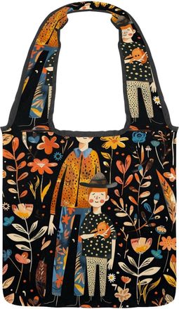 Generic Fathers Day and Child Reversible Canvas Shoulder Tote - Double-Sided Print, 12oz Cotton, 27cm Drop, Fold-Flat Bag for Travel, Shopping, Street Outings